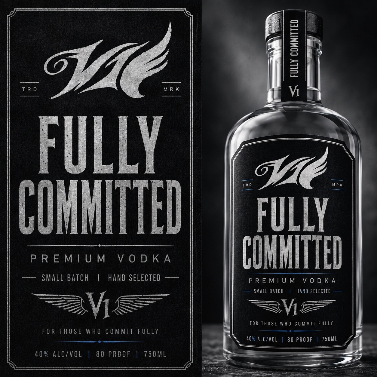 V1 Vodka bottle and label concept